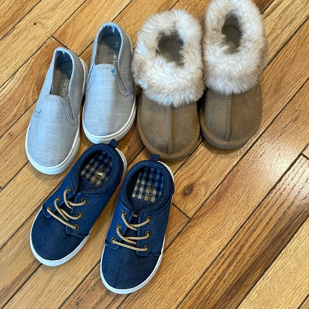 Three pairs of size 9 little girl shoes